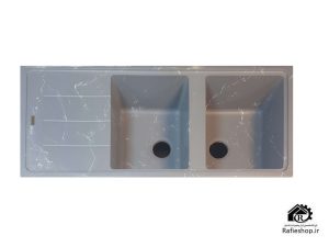 سینک ظرفشویی گرانیتی طوسی رگه سفید گراینو کد 323